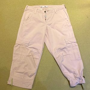 Joie pink denim cargo pants Capri length